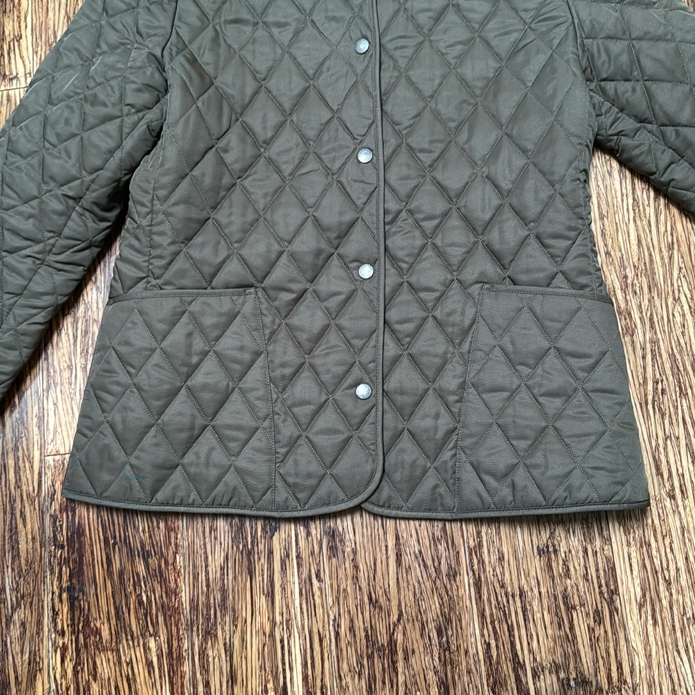 Burberry Olive Green/Brown? Quilted Jacket with House Check Lining - Picture 5 of 16